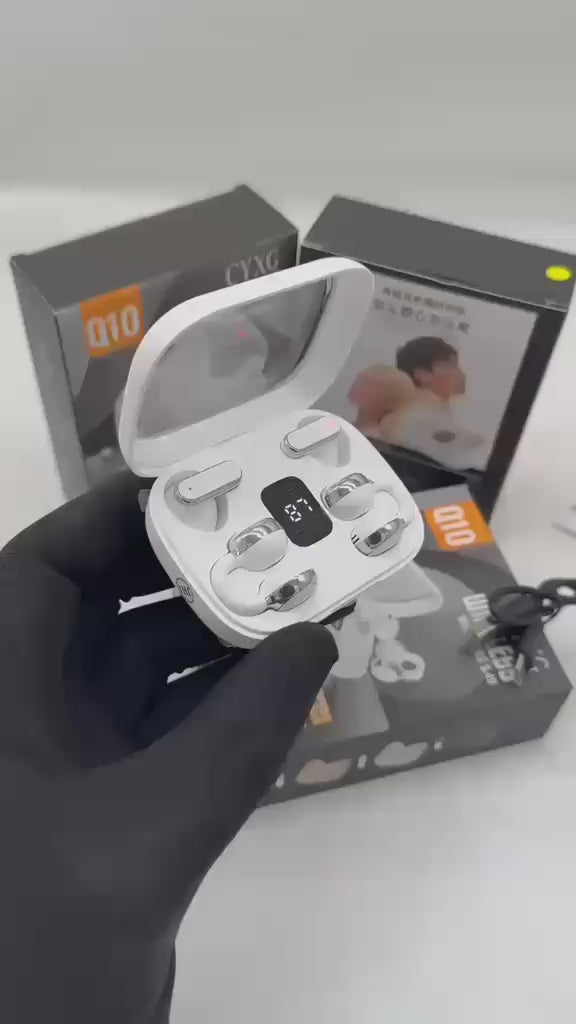 CYXG Q10 2-in-1 Wireless Earbuds — Ear Hook & Standard Fit, LED Display Case