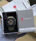 CURREN Square Chronograph Wristwatch — Multi-Dial Face, Silicone Strap