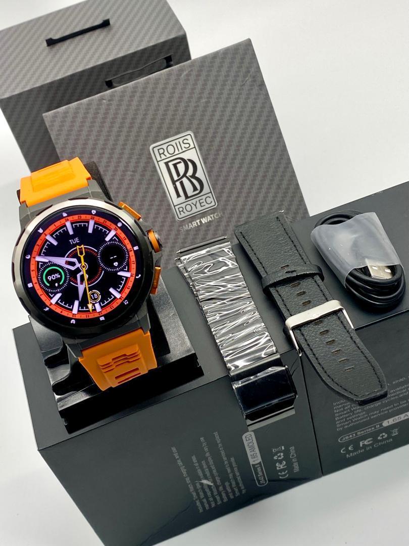 Round-Face Smartwatch with Leather, Steel & Silicone Interchangeable Straps